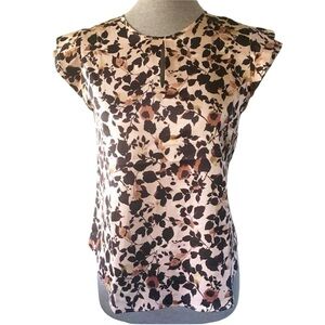 NAME YOUR PRICE • Ann Taylor Pink Floral Keyhole Top Blouse Silky Size Medium